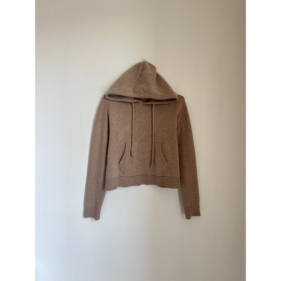 Buck Mason Sweaters - Buck Mason Women's Lounge Wool Hooded Sweatshirt in Tan Beige Size SMALL
